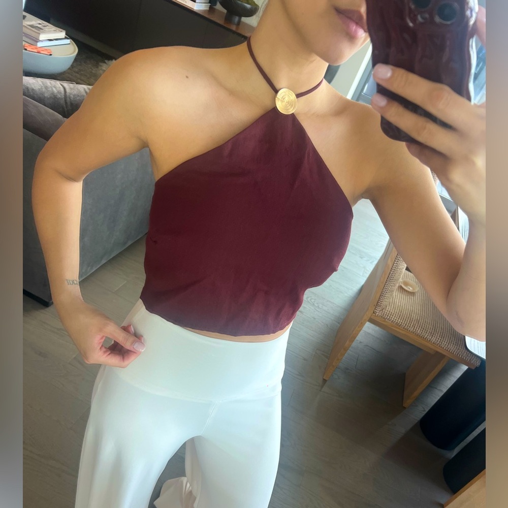 H&M Rust colored  Halter Crop Top with gold detail